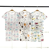 رخيصةأون بيجامات-طفل صغير للصبيان 2 قطعتين مجموعات بيجامة كم قصير أبيض وردي بلاشيهغ أزرق البحرية حيوان كارتون كرونيك الصيف الربيع أساسي المنزل 3-7 سنوات