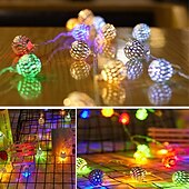 abordables Guirlandes solaires-Guirlande lumineuse solaire marocaine élégante pour réception de mariage, guirlande lumineuse à LED en forme de globe, éclairage d&#039;extérieur étanche, 8 modes d&#039;éclairage, boule lumineuse étanche