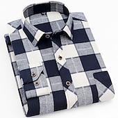 economico camicie di flanella-Per uomo Camicia Sopracamicia Tartan All&#039;aperto Streetwear Nero Rosso Blu marino Blu Manica Lunga Collo ripiegato Autunno Inverno Abbigliamento Bottonato