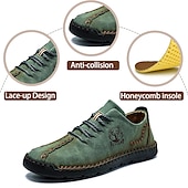 abordables Baskets-chaussures décontractées à lacets en similicuir vert pour hommes – coutures artisanales, coupe confortable et style vintage pour un usage quotidien