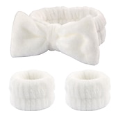 baratos Acessórios de penteados-Conjunto de 3 peças de faixa para lavar o rosto e pulseira, faixa de spa macia para maquiagem, cuidados com a pele, toalhas de pulso, pulseiras para lavar o rosto