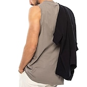 お買い得  ジム用タンクトップ-男性用 タンクトップ ベストトップ アンダーシャツ ノースリーブシャツ ノースリーブ クルーネック 夏 平織り ファッション デザイナー 筋 アウトドア お出かけ ジム用 ブラック ホワイト ブルー メンズトップTシャツ