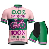 お買い得  男性用衣料品セット-男性用 ショーツ付きサイクリングジャージー 半袖 マウンテンサイクリング ロードバイク 夏 春 ブラック ワイン カーキ色 グラフィック 文字＆番号 おかしい バイク 3Dパッド 速乾性 後ポケット 吸汗性 高通気性 スパンデックス スポーツ 衣類