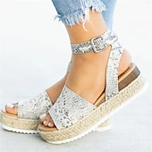 cheap Women&#039;s Sandals-Women&#039;s Leopard Print Espadrille Platform Sandals with Ankle Strap, Trendy Open Toe Summer Shoes for Vacation, Beach, and Casual Outfits
