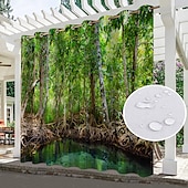 tanie zasłony wodoodporne-Wodoodporne zasłony zewnętrzne do wewnętrznego patio weselnego grube zasłony przelotowe do sypialni weselnej, salonu, werandy, pergoli, kabiny, 1 panel