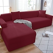 preiswerte Sofabezug-Stretch-Sofabezüge, burgunderfarben, Sofabezug für Hunde und Haustiere, Schonbezüge im Landhausstil für Zweisitzer, L-Form, 3-Sitzer, U-Form, Sessel, waschbarer Sofaschutz, weich und strapazierfähig