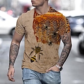 cheap Animal Print T shirts-Men&#039;s Unisex Bee Graphic Prints Shirt T shirt Tee Short Sleeve T shirt 3D Print Crew Neck Shirt Designer Casual Big and Tall Daily Holiday A B C Summer Clothing Apparel S M L XL XXL 3XL 4XL