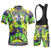economico Set di abbigliamento da uomo-Per uomo Maglia con salopette corta da ciclismo Manica corta Ciclismo da montagna Cicismo su strada Giallo Rosso Azzurro cielo Pop art Bicicletta Completo tuta Pad 3D Traspirante Asciugatura rapida