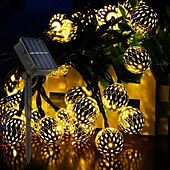 abordables Guirlandes solaires-Guirlande lumineuse solaire marocaine élégante pour réception de mariage, guirlande lumineuse à LED en forme de globe, éclairage d&#039;extérieur étanche, 8 modes d&#039;éclairage, boule lumineuse étanche