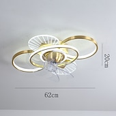 billige Lamper til takvifte-takvifte med lys dimbar sirkeldesign krystall 62cm 6 vindhastigheter moderne takvifte for soverom, stue app&amp;amp; fjernkontroll 110-240v
