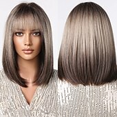 abordables Perruques Synthétiques Sans Bonnet-perruques bob noires pour les femmes perruques bob courtes avec une frange perruques droites pour un usage quotidien remplacement des cheveux cheveux naturels à la recherche d&#039;une fille utilisation