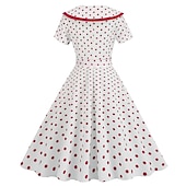 olcso Ruhák-Pöttyös Retró 1950-es Egy vonalú ruha Rockabilly Swing ruha Pöttyös Női Alkalmi / Napi Lánybúcsú Felnőttek Ruha Hazatérő ruhák