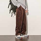 economico pantaloni casual-Per uomo Pantaloni di velluto a coste Pantaloni invernali Pantaloni casual Tasche A zampa Gamba dritta Tinta unica Caldo Informale Giornaliero Moda Pantaloni Morbido Nero Caffè