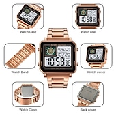 economico Orologi digitali-Orologio digitale SKMEI per uomini 3ATM impermeabile orologio di lusso da uomo per affari cronometro con retroilluminazione orologio quadrato sportivo in acciaio inossidabile per uomini
