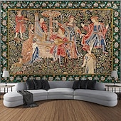 Недорогие Средневековый гобелен-Средневековый живописный гобелен гобелен эпохи Средневековья настенное искусство большой гобелен настенная роспись фотографический фон покрывало занавеска украшение для дома спальни гостиной