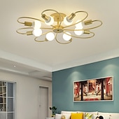 preiswerte Dimmbare Deckenleuchten-LED-Deckenleuchte, 6/8-flammig, dimmbar mit Fernbedienung, Unterputz-Deckenleuchte, Acryl-Lampenschirm, Kronleuchter, Schlafzimmer, Wohnzimmer, Blumenform, Schwarz/Weiß, 110–240 V