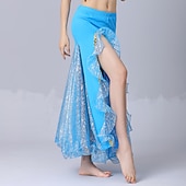 abordables Tenues de danse du ventre-Danse du ventre Jupes Couleur Pure Fantaisie Tulle Femme Utilisation Entraînement Taille haute Mélange de Coton