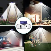 abordables Appliques d&#039;extérieur-Projecteur solaire 230 LED avec détecteur de mouvement et 3 têtes réglables, éclairage d&#039;extérieur étanche et sécurisé