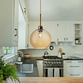 abordables Suspension-Lampes suspendues à LED îlot de cuisine en verre 10 &quot;éclairage en verre soufflé à la main luminaires d&#039;entrée de foyer de ferme moderne globe suspendu au plafond sur la table ambre/gris fumé 110-240v