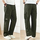levne Cargo kalhoty-Pánské Kargo kalhoty Nákladní kalhoty Kalhoty Pracovní kalhoty Elastický pas Multi kapsa Bez vzoru Pohodlné Prodyšné Ležérní Denní Streetwear Sportovní Módní Vojenská zelená Černá Lehce elastické