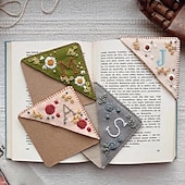 cheap Gifts-Personalized Hand Embroidered Corner Bookmark, 26 Letters Cute Flower Letter Embroidery Bookmarks, Felt Triangle Page Corner Handmade Bookmark, Felt Triangle Bookmark, Bookmarks for Book Lovers