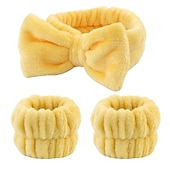 baratos Acessórios de penteados-Conjunto de 3 peças de faixa para lavar o rosto e pulseira, faixa de spa macia para maquiagem, cuidados com a pele, toalhas de pulso, pulseiras para lavar o rosto