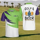 cheap Men&#039;s Golf Polo-Oktoberfest Men&#039;s Polo Shirt Lapel Polo Button Up Polos Golf Shirt Letter Graphic Prints Beer Golf Turndown Lake blue Yellow Sky Blue Green Gray Outdoor Street Short Sleeves Print Clothing Apparel