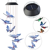 economico Luci paesaggistiche-campanelli eolici solari a led luci esterne luci a farfalla cangianti luci esterne solari impermeabili 6 led campanelli eolici luci ad energia solare per la decorazione di finestre di casa, giardino, patio