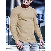 preiswerte Geripptes Strick-T-Shirt-Herren T Shirt Geripptes Strick-T-Shirt T-Shirt Langarmshirt Langarm V Ausschnitt Sommer Einfach Grubenstreifen Mode Designer Basic Stricken Urlaub Straße Ausgehen Schwarz Weiß Rosa Top T-Shirt für