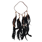 economico Accessori per acconciature-copricapo boho copricapo di piume accessori piuma fascia elastica zingara festival copricapo fantasia indiana anni &#039;70