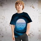 halpa Poikien 3D Eläimet-Lapset Poikien T-paita Tee Eläin Dinosaurus Lyhythihainen Crewneck Lasten toppi Kausaliteetti Tyylikäs Päivittäin Kesä Moniväri 3-12 vuotta