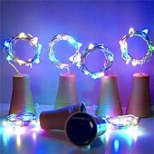 billige Soldrevet-solcelledrevet vinflaske kork festival utendørs lys krans lys utendørs eventyr lys 2m 20 leds kobbertråd streng lys