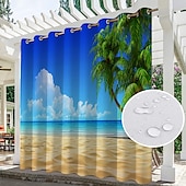 billige Vanntette gardiner-vanntette utendørs gardiner for innendørs bryllup terrasse tykke privat grommet gardiner for bryllup soverom, stue, veranda, pergola, cabana, 1 panel