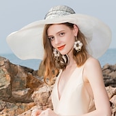 preiswerte Partyhut-hüte kopfschmuck sinamay melone / cloche hut sonnenhut sinamay hut strand damentag elegant britisch mit schleife spleißen kopfschmuck kopfbedeckung abschluss