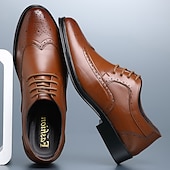 Недорогие Броги-мужские коричневые туфли-броги из искусственной кожи – классический дизайн оксфордов с заостренным носком для деловых встреч, официальных мероприятий и офиса
