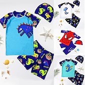cheap Swimwear-Kids Boys Swimsuit Cartoon Short Sleeve Outdoor Fashion White Summer Clothes 3-7 Years