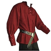 cheap Tops-Warrior Knight Ritter Celtic Knight Punk &amp; Gothic Medieval Renaissance 17th Century Blouse / Shirt Cosplay Costume Men&#039;s Drawstring Costume Vintage Cosplay Performance Stage Renaissance Fair Long