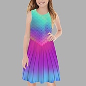 tanie Sukienka 3D Shining Vision-Dziewczyny &#039; 3D Graficzny Sukienka Bez rękawów Druk 3D Lato Wiosna Urlop Codzienny Święto Śłodkie Codzienny Słodkie Dzieci 3-10 lat Sukienka na ramiączkach Sukienka A line Nad kolano Regularny