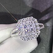 cheap Rings-Ring Wedding Geometrical Silver Rhinestone Alloy Love Stylish Luxury Elegant 1PC
