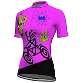 billiga Tröjor för kvinnor-Dam Cykeltröja Kortärmad Cykel Tröja Överdelar med 3 bakfickor Bergscykling Vägcykling Andningsfunktion Snabb tork Fuktabsorberande Reflexremsa Violett Gul Rosa Grafisk sporter Kläder