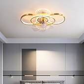 billige Lamper til takvifte-takvifte med lys dimbar sirkeldesign krystall 62cm 6 vindhastigheter moderne takvifte for soverom, stue app&amp;amp; fjernkontroll 110-240v