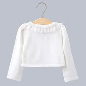 cheap Outerwear-Kids Girls&#039; Blazer Solid Color Fashion Lace Outdoor Cotton Coat Outerwear 2-12 Years Summer Black White Beige