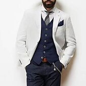voordelige Gilets-Voor heren Vest Alledaagse kleding Vakantie Uitgaan Modieus Basic Lente &amp; Herfst nappi Katoen Polyester Comfortabel Effen Enkele rij knopen V-hals Normale pasvorm Wit Zwart Donkerblauw Hesje