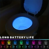 abordables Lumières de toilettes-Veilleuse de toilette pir capteur de mouvement lumières de toilette led lampe de nuit de salle de bain 16/8 couleurs éclairage de cuvette de toilette pour salle de bain salle de bain