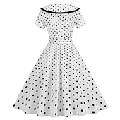 olcso Ruhák-Pöttyös Retró 1950-es Egy vonalú ruha Rockabilly Swing ruha Pöttyös Női Alkalmi / Napi Lánybúcsú Felnőttek Ruha Hazatérő ruhák