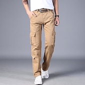 cheap Cargo Pants-Men&#039;s Cargo Pants Combat Trousers 8 Pocket Plain Breathable Lightweight Full Length Casual Daily Trousers ArmyGreen Black Micro-elastic