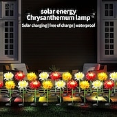 economico Illuminazione vialetto-Luci Solari Da Giardino Per Esterni . Luci Solari Da Giardino Con Fiori Di Crisantemo Impermeabile Luci A LED Ad Energia Solare Da Giardino