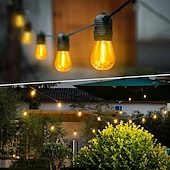 cheap Plug String Lights-Flickering S14 Flame String Lights 5M 10 LED /10M 20LED String Lights for Outside Plug in Garden Lights for Halloween Christmas Connectable Backyard Decorative Lights Cafe Bistro Patio
