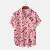 economico Cibo &amp; Bevande-Per uomo Funghetto Piante tropicali Camicia Camicia hawaiana Camicia Aloha Maniche corte Camicia Collo ripiegabile Tropicale Di tendenza Hawaiano Esterno Strada Hawaiano Rosa Viola Verde S M L