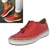 Χαμηλού Κόστους Γυναικεία Sneakers-γυναικεία casual κόκκινα slip-on sneakers με πλέγμα που αναπνέει και λεπτομέρεια από φελλό για καθημερινή άνεση